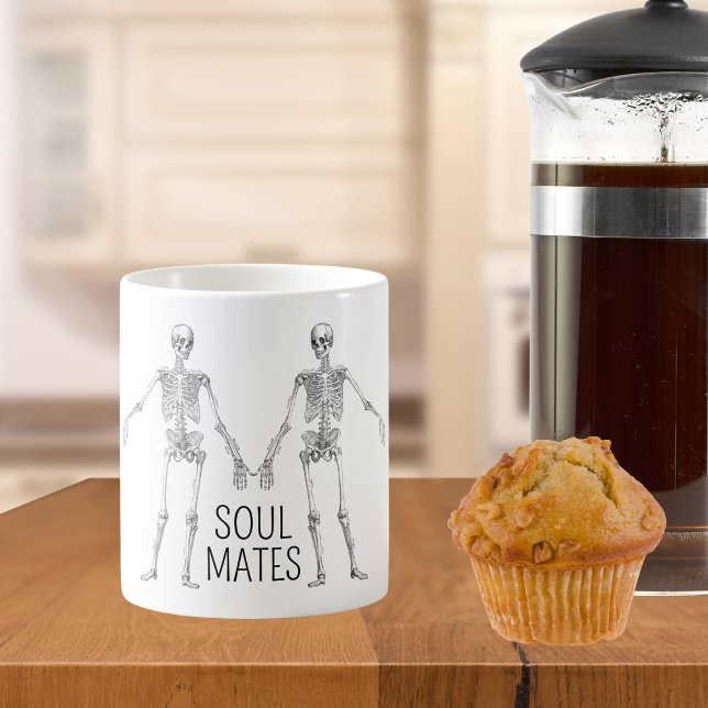Morbid Skeleton Marriage Humor Soul Mates  Coffee Mug (Also available in personalized version. )