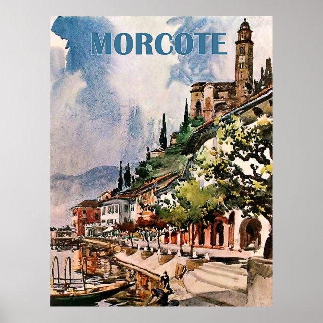 Morcote coastline, lake Lugano, Switzerland Poster (Front)