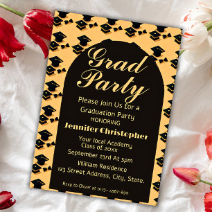 Mordern Elegant yellow & Black Arch Graduation Invitation