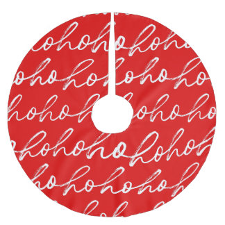 Mordern Red and White Christmas Pattern Brushed Polyester Tree Skirt