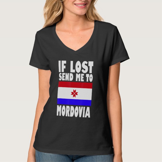 Mordovia Flag Design  If lost send me to Mordovia T-Shirt (Front)