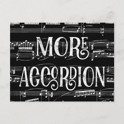 More Accordion Chalkboard _ Black White Music Postcard