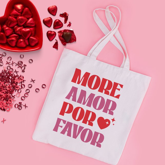 More Amor por favor, funny Valentine's Day Large Tote Bag (Creator Uploaded)