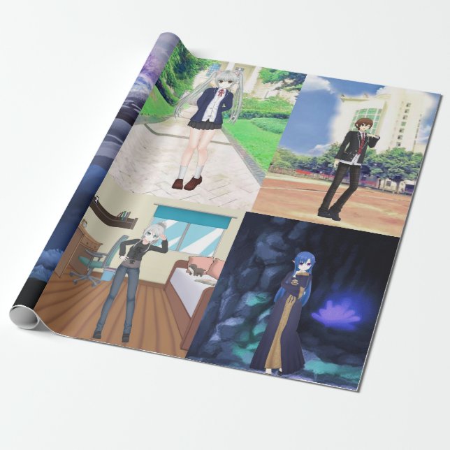 More Anime Style Wrapping Paper (Unrolled)