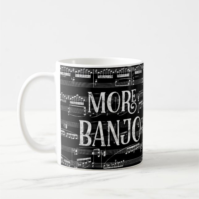More Banjo Chalkboard - Black White Music Coffee Mug (Left)