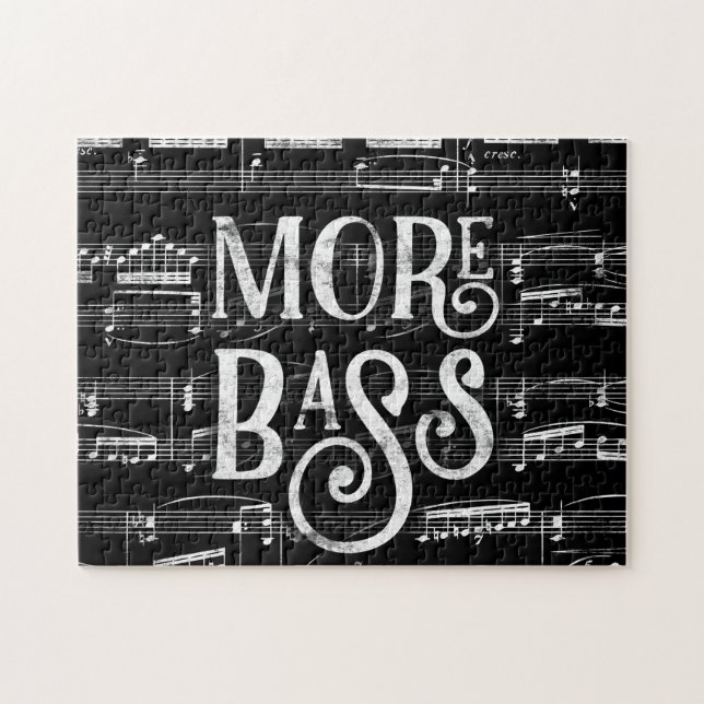 More Bass Chalkboard - Black White Music Jigsaw Puzzle (Horizontal)
