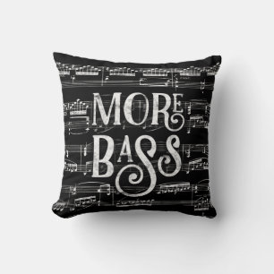 More Bass Chalkboard - Black White Music Throw Pillow