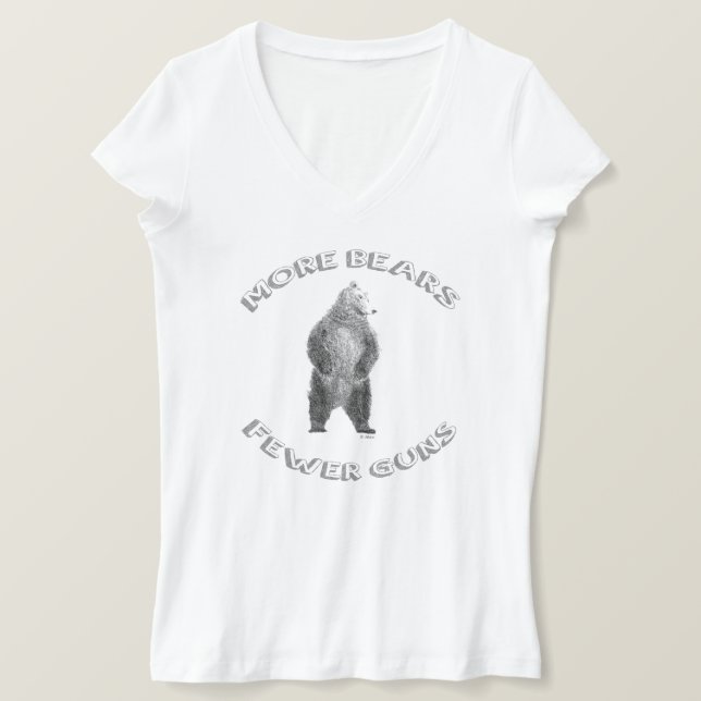 More Bears; Fewer Guns V-Neck T-Shirt (Design Front)