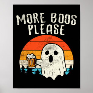 More Boos Please Ghost Beer Retro Halloween Drinki Poster