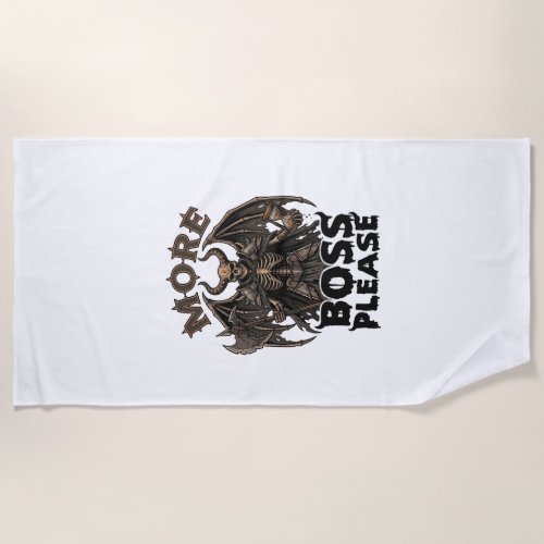 More Boss Please Halloween Demon Skeleton Axe Hour Beach Towel
