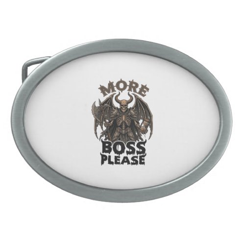 More Boss Please Halloween Demon Skeleton Axe Hour Belt Buckle