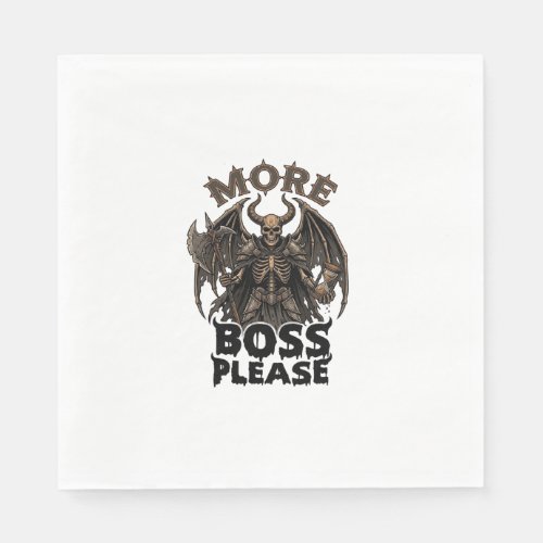 More Boss Please Halloween Demon Skeleton Axe Hour Napkins