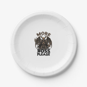 More Boss Please Halloween Demon Skeleton Axe Hour Paper Plates