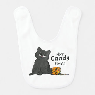 More Candy Please Halloween Black Cat Baby Bib