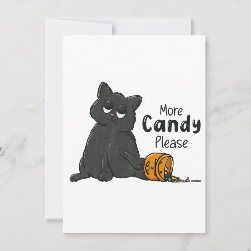 More Candy Please Halloween Black Cat Invitation