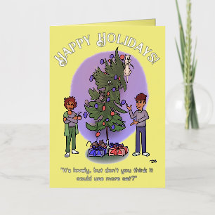 More Cat Christmas Folded Yellow Foil Card