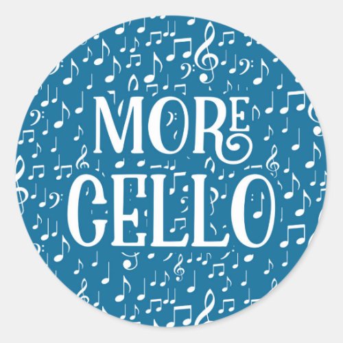 More Cello _ Blue White Music Classic Round Sticker