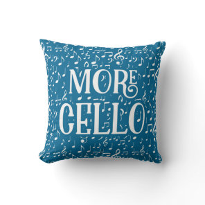 More Cello - Blue White Music Throw Pillow