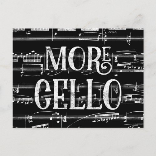 More Cello Chalkboard _ Black White Music Postcard