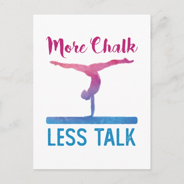 More Chalk Less Talk Cute Gymnastics Postcard (Front)