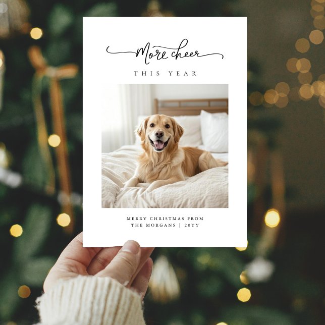 More Cheer Minimalist Dog Christmas Photo Holiday Card (Creator Uploaded)