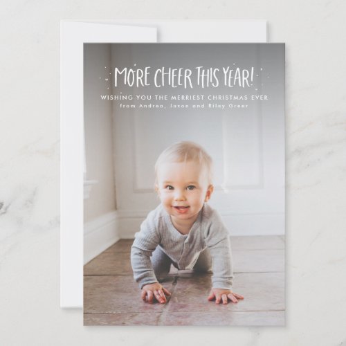 More cheer this year cute one photo Christmas Holiday Card