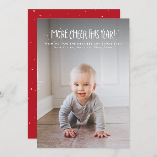 More cheer this year cute one photo Christmas Holiday Card