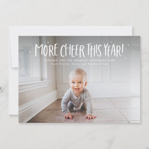 More cheer this year fun cute one photo Christmas Holiday Card