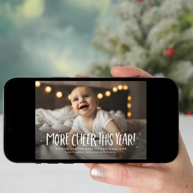More cheer this year fun one photo Christmas Holiday Card (Front Digital)