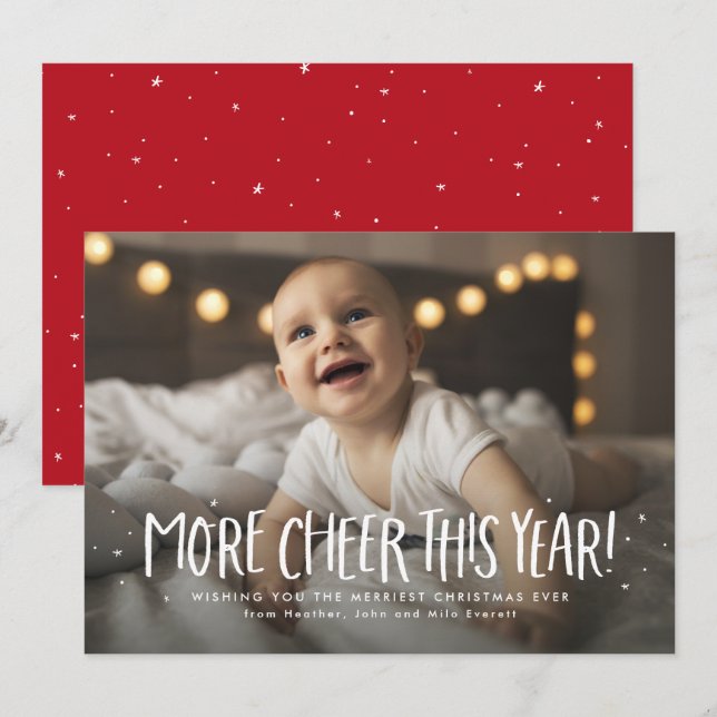 More cheer this year fun one photo Christmas Holiday Card (Front/Back)