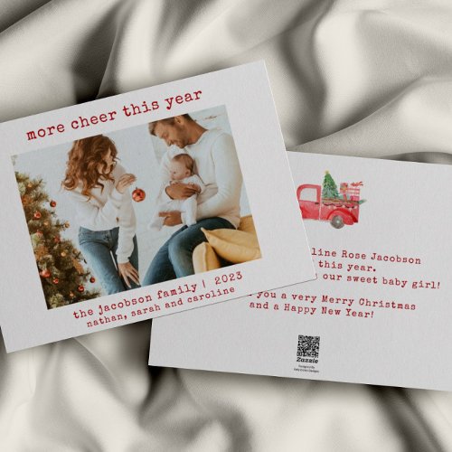 More Cheer This Year New Baby Christmas Family Holiday Card