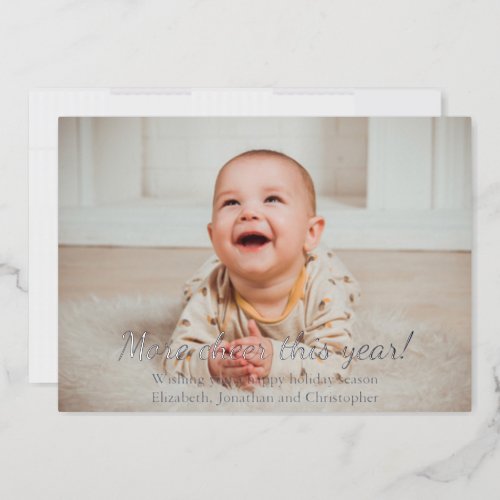 More Cheer This Year New Baby Christmas Foil Holiday Card