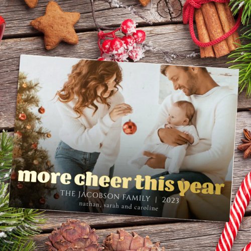 More Cheer This Year New Baby Foil Holiday Card