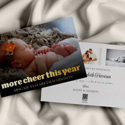 More Cheer This Year New Baby Photo Christmas Card