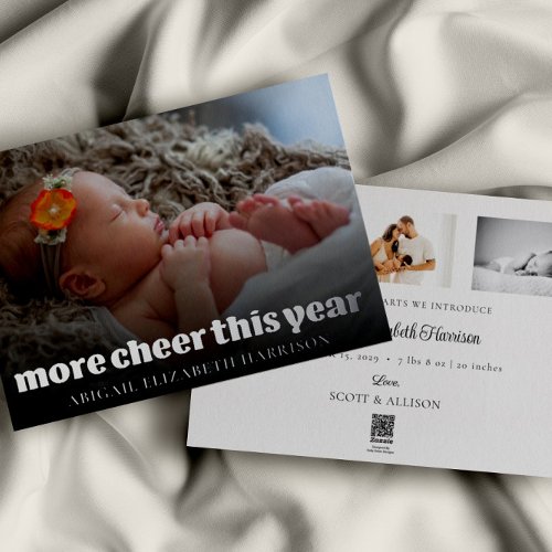More Cheer This Year New Baby Photo Silver Foil Holiday Card