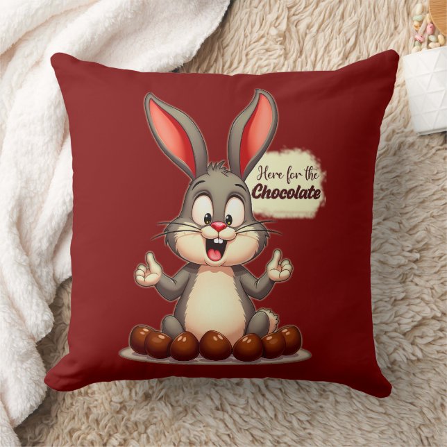 More Chocolate – Funny Easter Bunny - almofada Throw Pillow (Blanket)