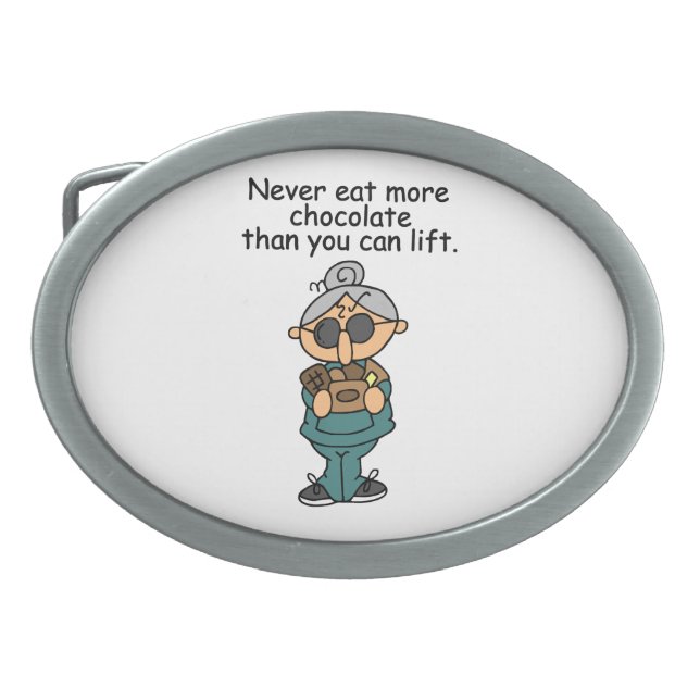 More Chocolate Humor Belt Buckle (Front)