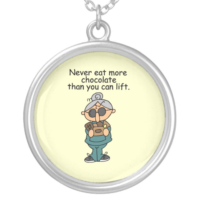More Chocolate Humor Silver Plated Necklace (Front)