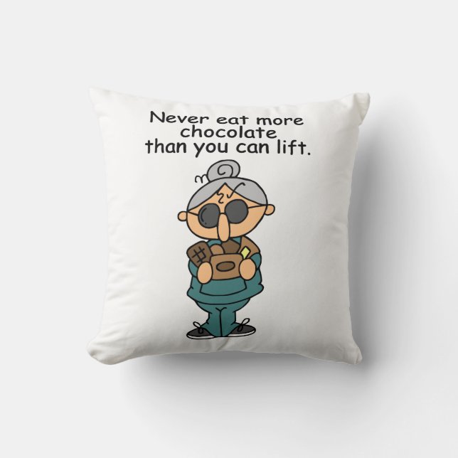 More Chocolate Humor Throw Pillow (Front)
