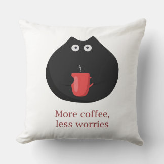 more coffee, less worries throw pillow