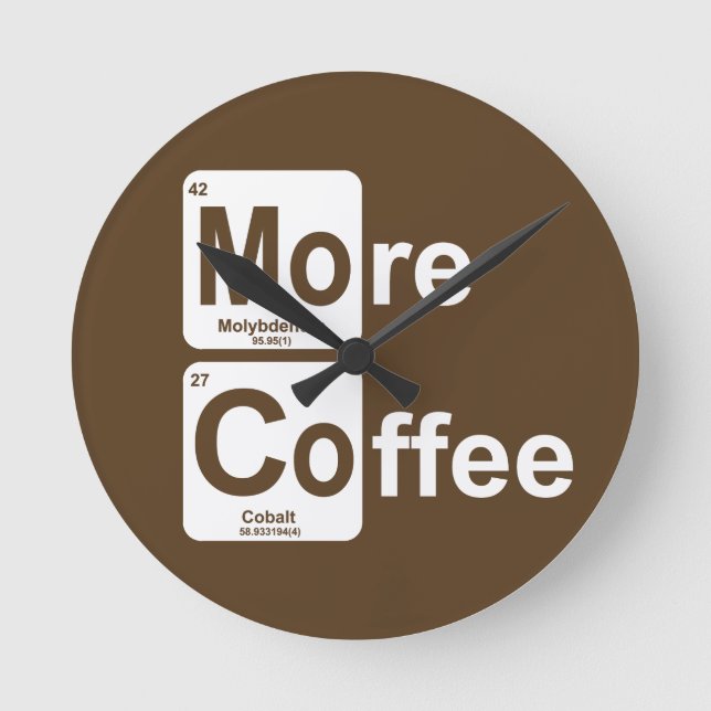 More Coffee Periodic Table Round Clock (Front)