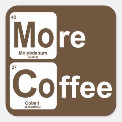 More Coffee Periodic Table Square Sticker