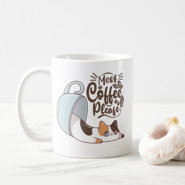 More Coffee Please Cat Mug | Cute Coffee Lover Kit (With Donut)