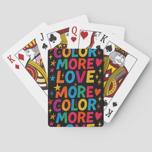 More Color More Love Playful Rainbow Typography De Poker Cards