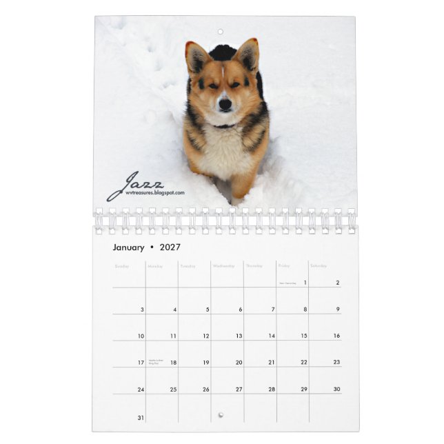 More Corgis (with blogs) Mini Calendar (Jan 2027)