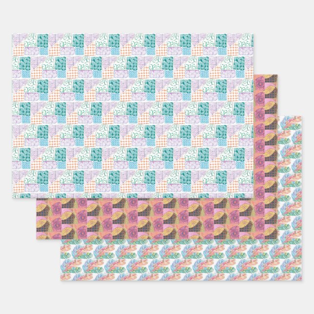 More doodles wrapping paper sheets (Set)