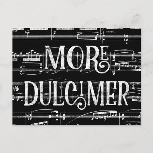 More Dulcimer Chalkboard _ Black White Music Postcard