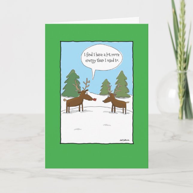 More Energy Christmas Joke Greeting Card (Front)