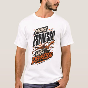 More Espresso Less Depresso Coffee Humor T-Shirt