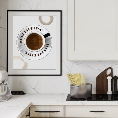 More Espresso Less Depresso Kitchen Poster